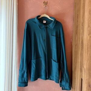 Zara Teal Button-Front Knit Jacket